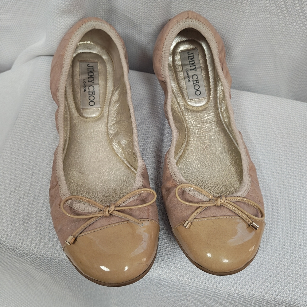 Jimmy Choo Pink Flats with Bow Detail